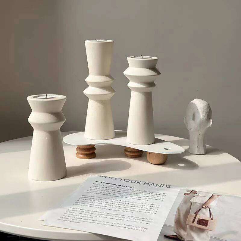 Ceramic Candle Holders, Nordic Art Candlestick Romantic Christmas Wedding Table Home Decoration, Photography Props Y260131