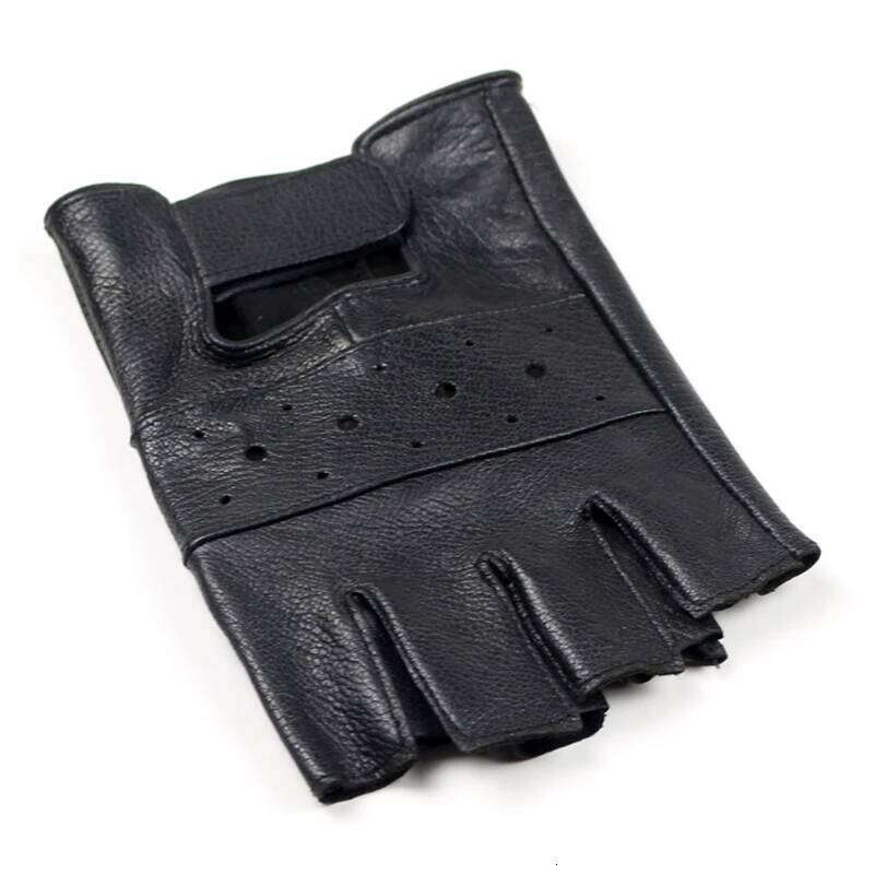 Mens Sheep Leather Driving Fitness Half Finger Tactical Gloves Black Leisure fitness cycling PU leather gloves XJ260202