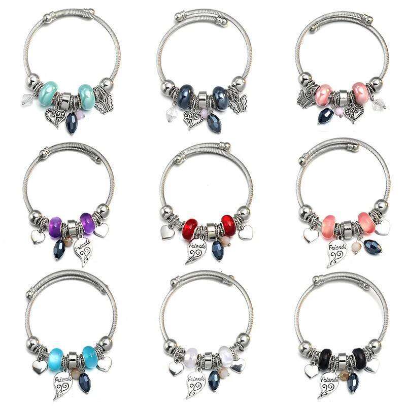 Charm Love Beaded 6 Colour Adjustable Metal Bracelet Bangles Romantic Accessories Women Fashion Jewelry H260202