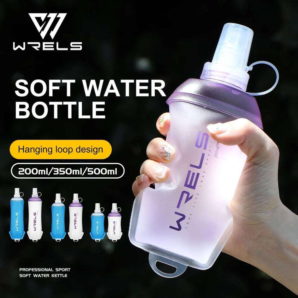 WRELS Outdoor Sport Bottle Camping Running Bicycle Folding TPU Soft Flask Water Bag Large Diameter Light BPA Free Z260202