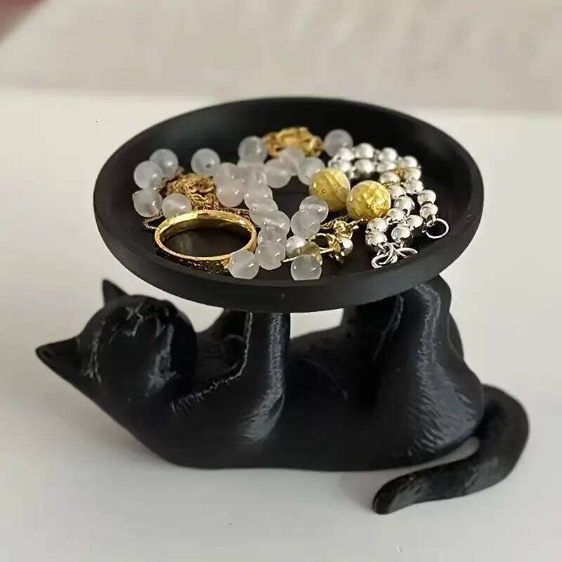 3D Printed Fun Jewelry Tray, Playful and Cute Cat Design, Novel Style, Ideal for Desktop Organization Y260202