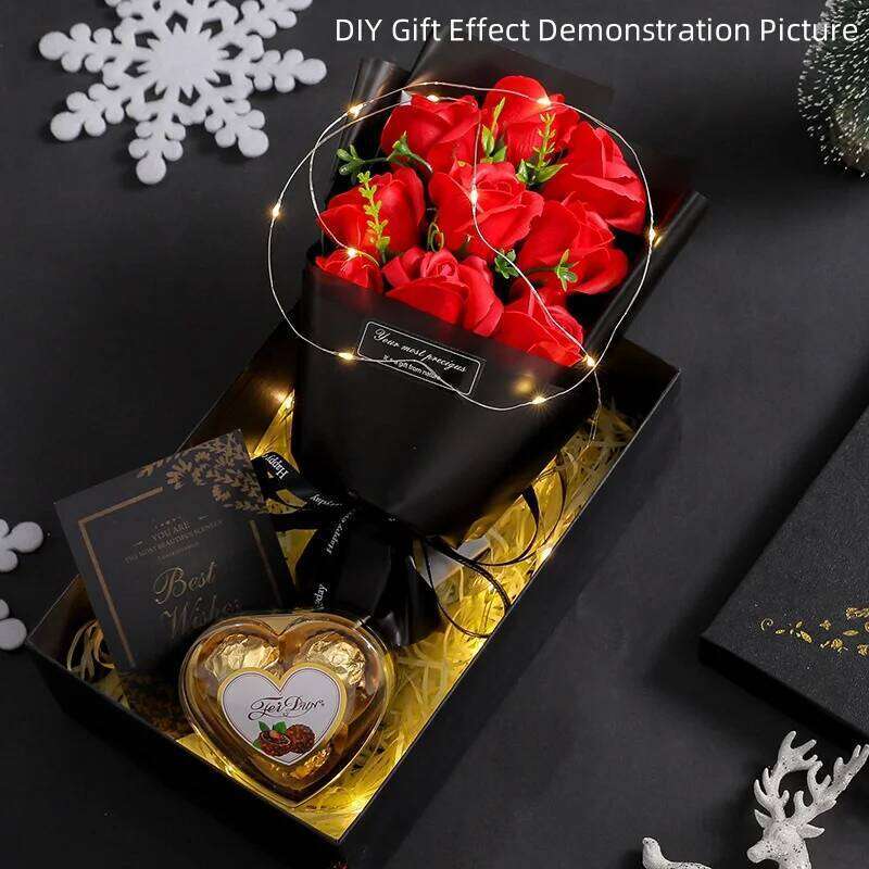 9 Heads Soap Rose Bouquet Artificial Flower for Christmas Wedding Birthday Party Valentine's Day DIY Gift Home Decoration Y260202