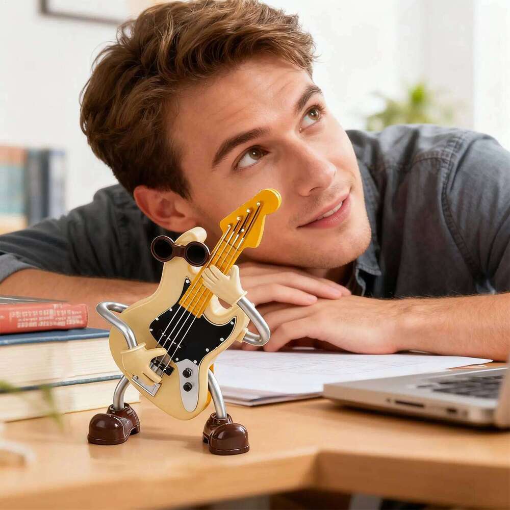 Decor Creative Abstract Ornament Guitar Statue Desktop Decoration For Bookshelf Study Living Room TV Stand Y260202
