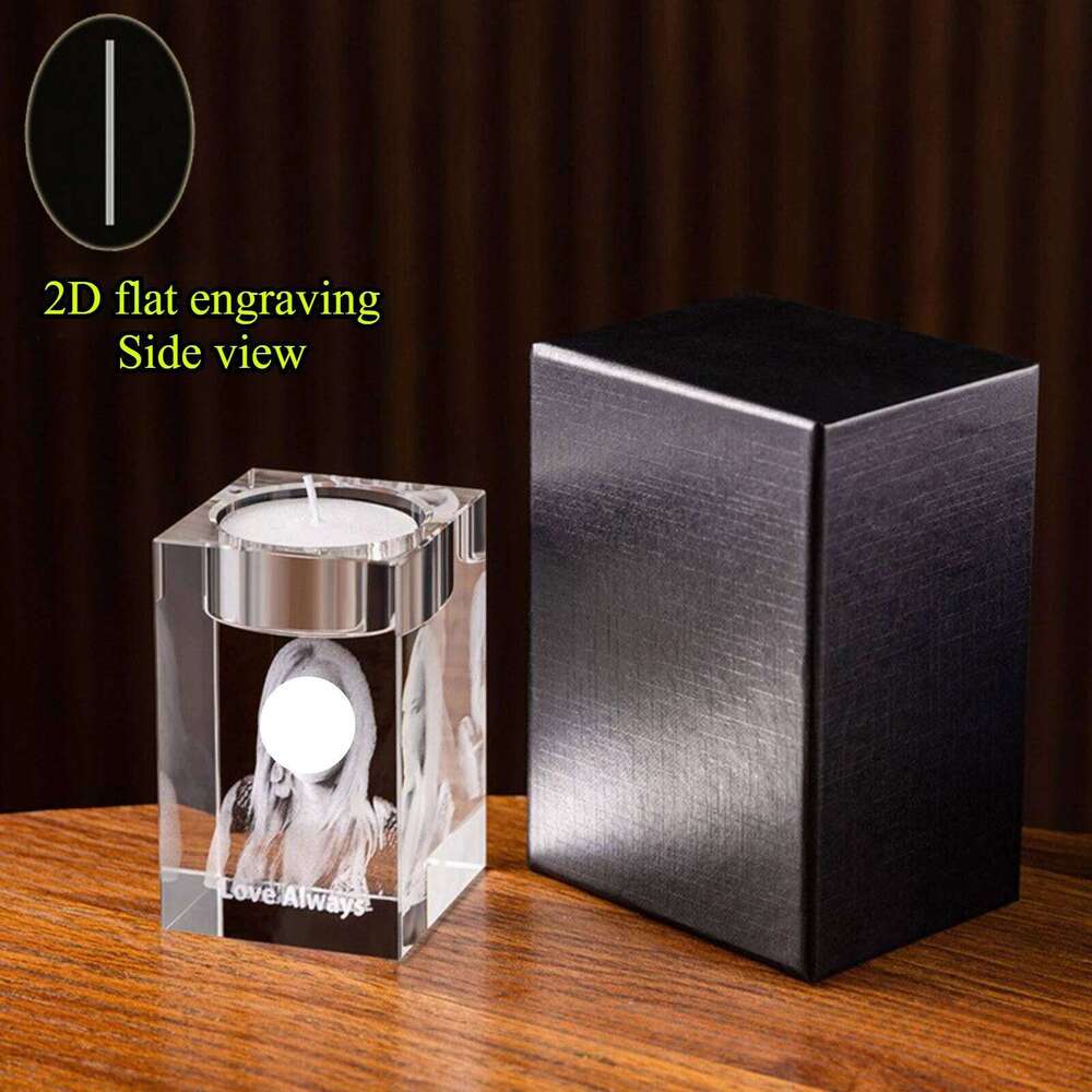 Personalized 2D/3D Photo Crystal Candle Holder, Anniversary Christmas Birthdays Gifts for Dad, Mom, Him, Her Y260131