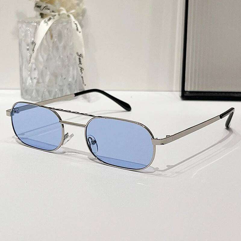 Brand Square Sunglasses Women's Fashion Double Bridge Rectangle Sun Glasses For Ladies Retro Vintage Oval Eyewear Trends H260202