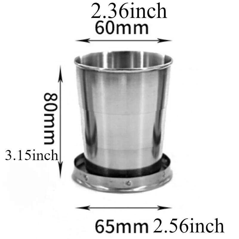 1p Outdoor Camping 150ml Folding Stainless Steel Water Wash Coffee Cup Tool Explore Emergency Tableware Mini Portable Travel Z260202