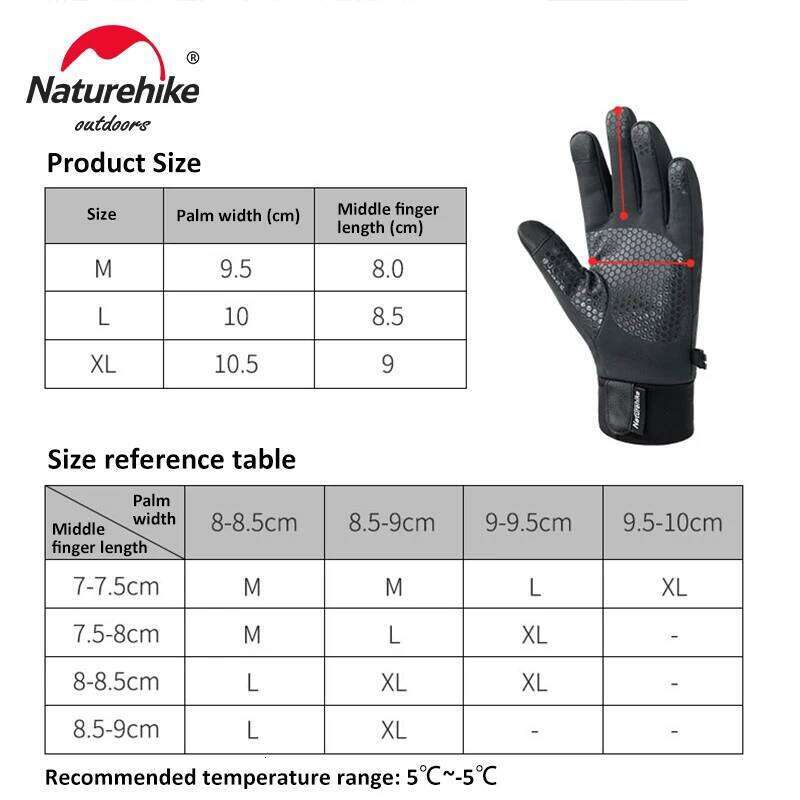 Naturehike GL05 Gloves Touch Screen Mountain Riding Cycling Sports Winter Warm Fleece Anti-slip Waterproof Outdoor Fishing Glove XJ260202