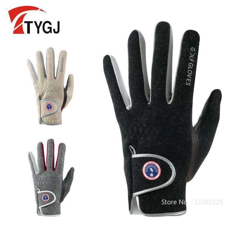 TTYGJ Winter Full Fingers Golf Men Anti-slip Keep Warm Cycling Gloves Male Sports Touch Screen Fleece Mittens XJ260202