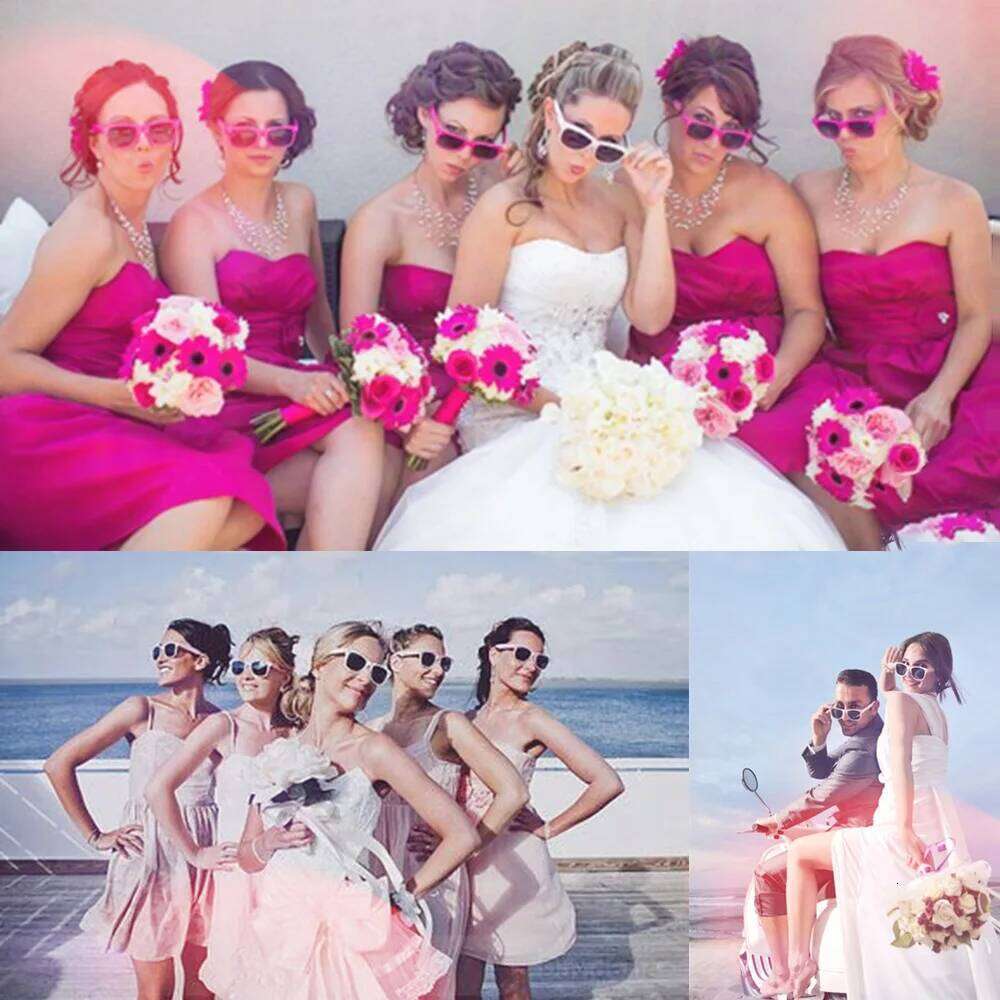 Lovatfirs Pack Sunglasses for Party Women Men Kids 6 Multicolor UV Protection Black White Hotpink Green Red H260202