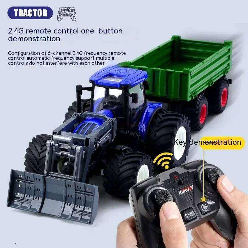 Inertia Tractor Trailer With Headlights Toy Set 1:24 Car Truck Farm Simulation Child's Birthday Christmas New Year Gift Y260131
