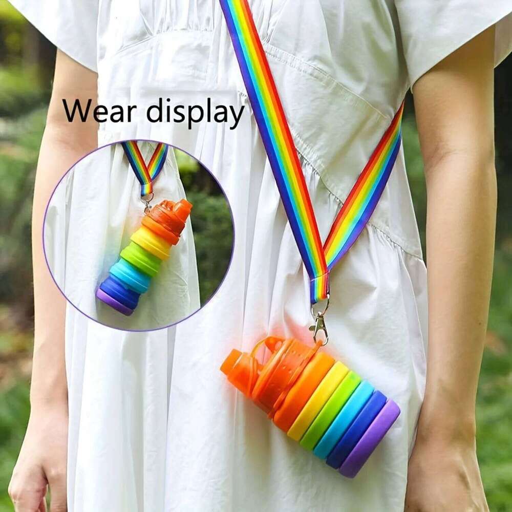 Collapsible Silicone Sports, Reusable Foldable Water Bottle With Strap For Travel, Camping, Hiking Z260202