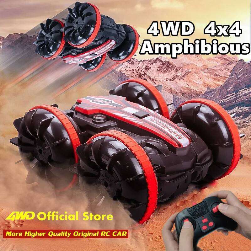 Amphibious RC Remote Control Stunt Car Vehicle Double-sided Flip Radio 4WD Drift Off Road Outdoor Toys for Boy Children Gift Y260131