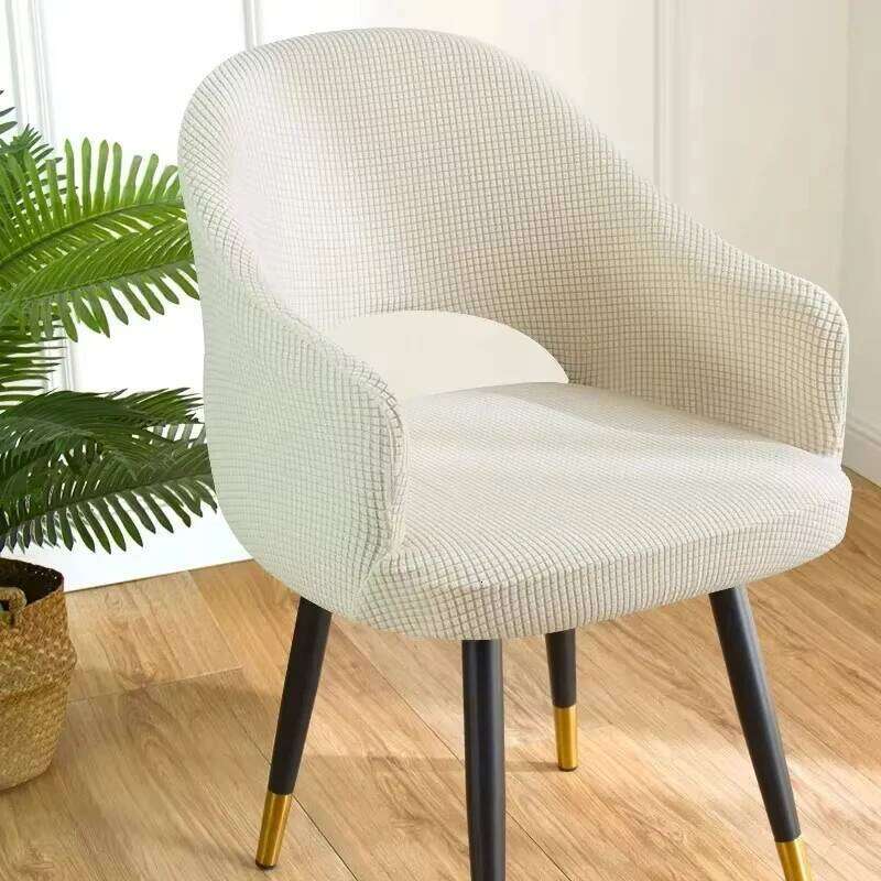 Universal Curved Hollow Back Jacquard Arc Armchair Dining Chair Covers Home Spandex Elastic Dustproof Cover 26Y0202