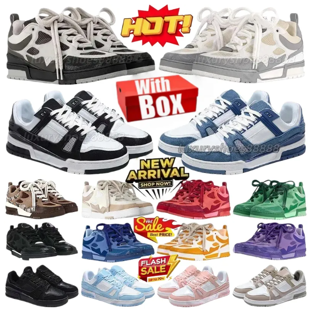 Designer Original High QualitySkate sneakers luxury mens trainers sneaker casual runner shoe outdoor leather flower skates tennis women fashion men shoes