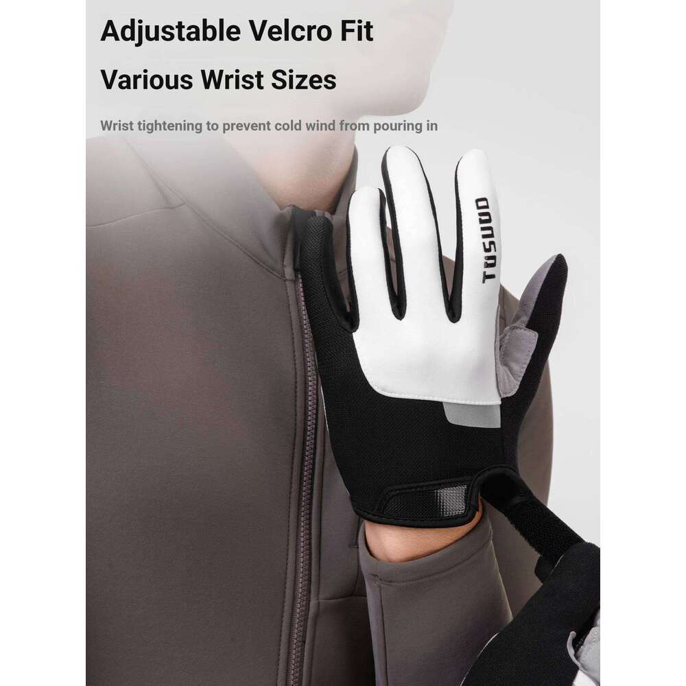 TOSUOD winter Cycling MTB Full Finger Bike Touch Screen Non-Slip Silicone Palm Rest Driving Riding Gloves XJ260202
