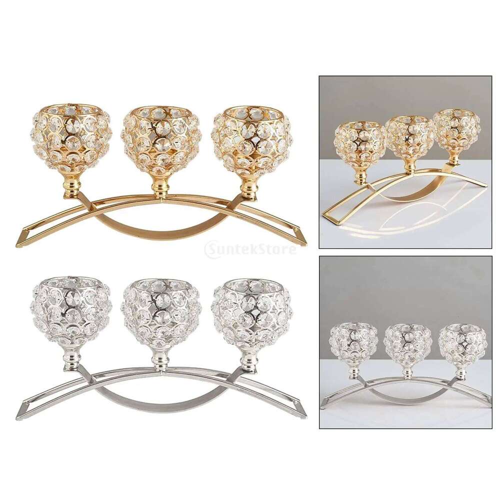 3 Arms Candelabras Crystal Candlelight Arch Bridge Goblet Candle Bowl Tealight Candlestick Holder Homedecor Y260131