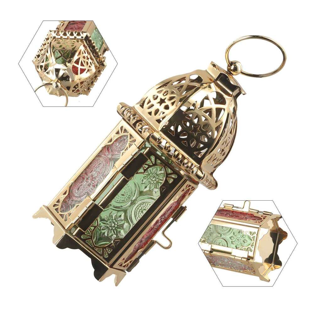 1pc Candle Holders Moroccan Large Iron Tonal Tall Glass Lanterns Tealight Holder Garden Home Decorations Wedding Props Y260131