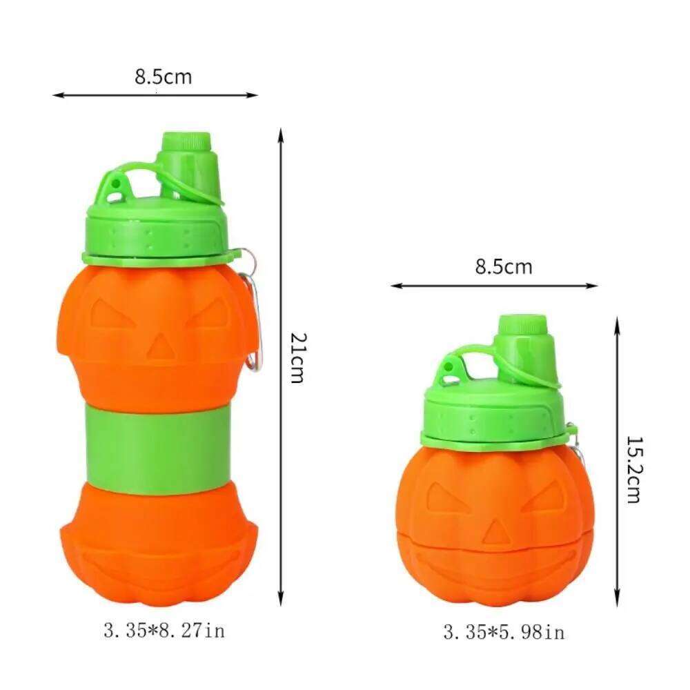 Portable Pumpkin Folding Bottle Retractable Collapsible Water Cup 550ml Leak-proof Silicone Sport Bottles Travel Z260202