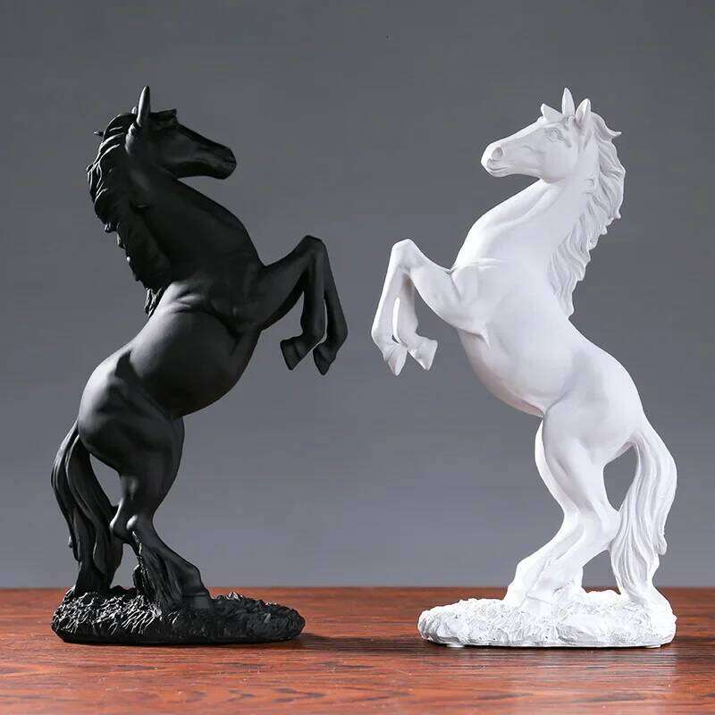 Resin Statue Golden White Black Horse Figure Nordic Abstract Ornaments Figurines For Interior Sculpture Room Home Decor Y260202