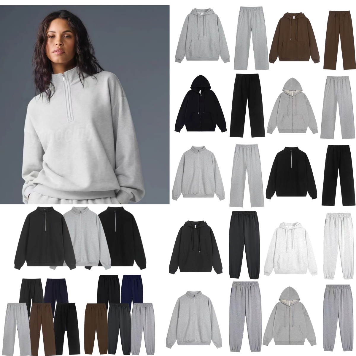 5A 2026 NEW Quality New Hot sale Zipper Coat Basic yoga Suit Gym Tracksuit Hooded sweater clothes Comfort Athletic Lounge set Pants Hoodie alosetnessity women set