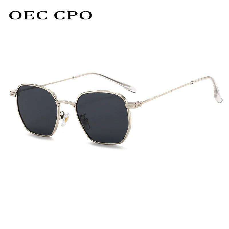 OEC CPO Retro Punk Square Sunglasses Women Fashion Orange Lens Metal Shades UV400 Men Sun Glasses Female Eyewear H260202