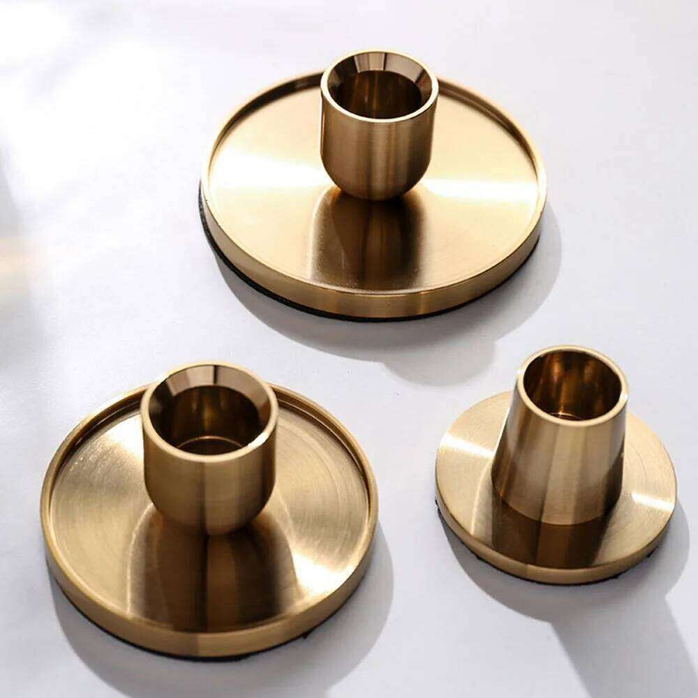 Golden Candle Holder Candlestick Decoration Crafts Decor Bookshelf Candles Stand For Home Wedding Table Y260131