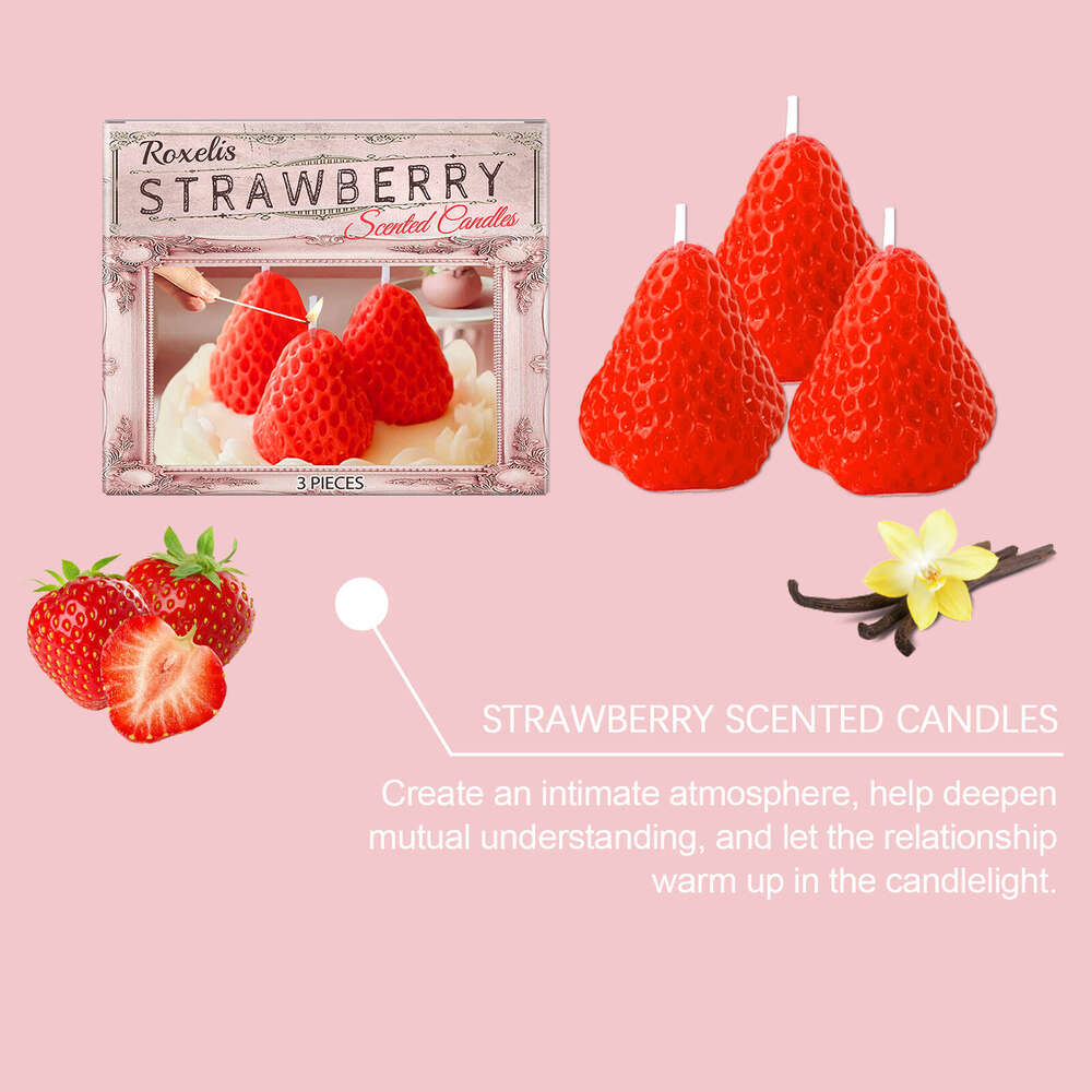Roxelis Strawberry Candle Adds a Touch of Warmth and Romance Ins New Year's Day High-Value Decoration Birthday Gift Souvenir S260202