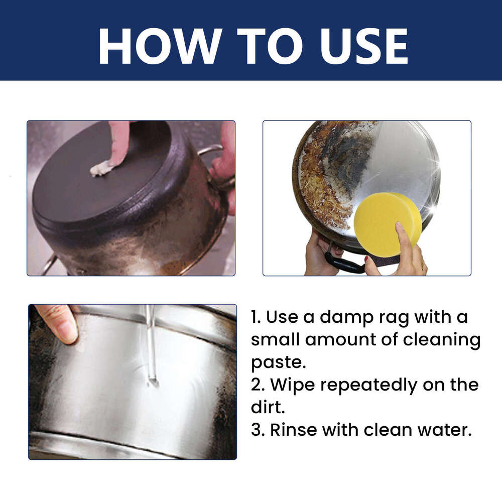 JUE-FISH Stainless Steel Kitchen Utensils Pot Pan Stove Heavy Oil Stain Rust Removal Cleaning Descaling Paste S260202