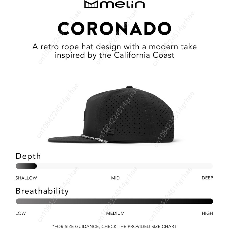 Melin Coronado Brick Hydro Rope Hat Water-Resistant Baseball Caps for Men Women Golf Running or Workout Hat