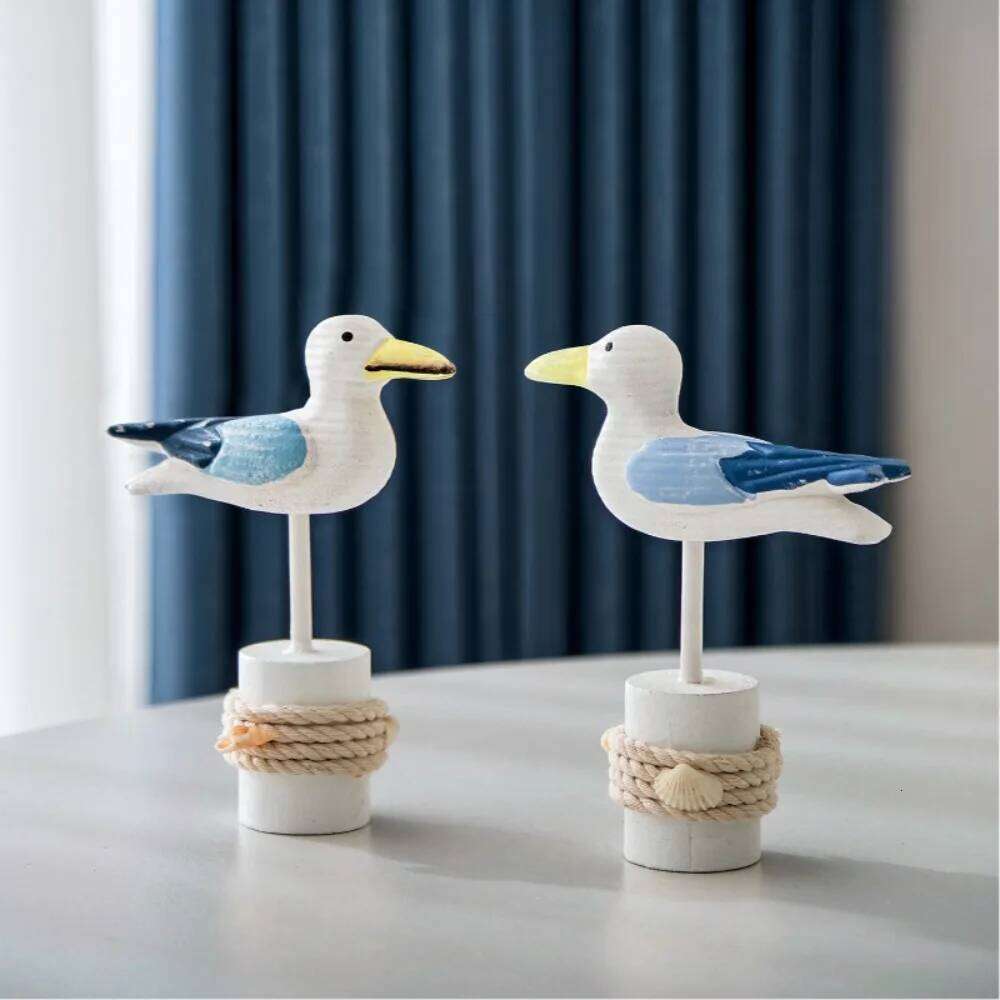 Mediterranean Style Tree Stump Seabird Ornament Home TV Cabinet Desktop Children's Room Beautification Decoration Creative Gift Y260202