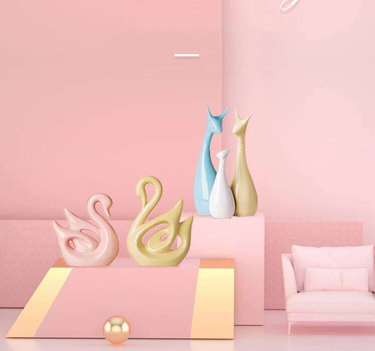 Modern Elephant Rabbit Mascot Ceramic Ornaments Bookcase Cabinet Sculpture Crafts Home Livingroom Table Accessories Decoration Y260202