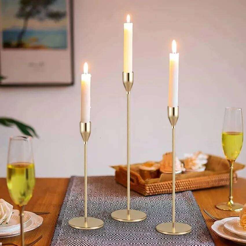 3Pc/Set European Style Metal Candle Holders Fashion Simple Wedding Table Decoration Party Living Room Candlestick Christmas Gift Y260131