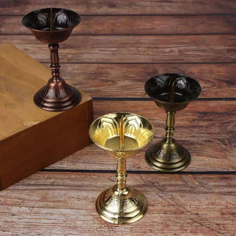 1PC Metal Votive Candlestick Lotus Retro Candle Holders for Daily Pray Buddha Candelabra Butter Lamp Holder Buddhist Y260131