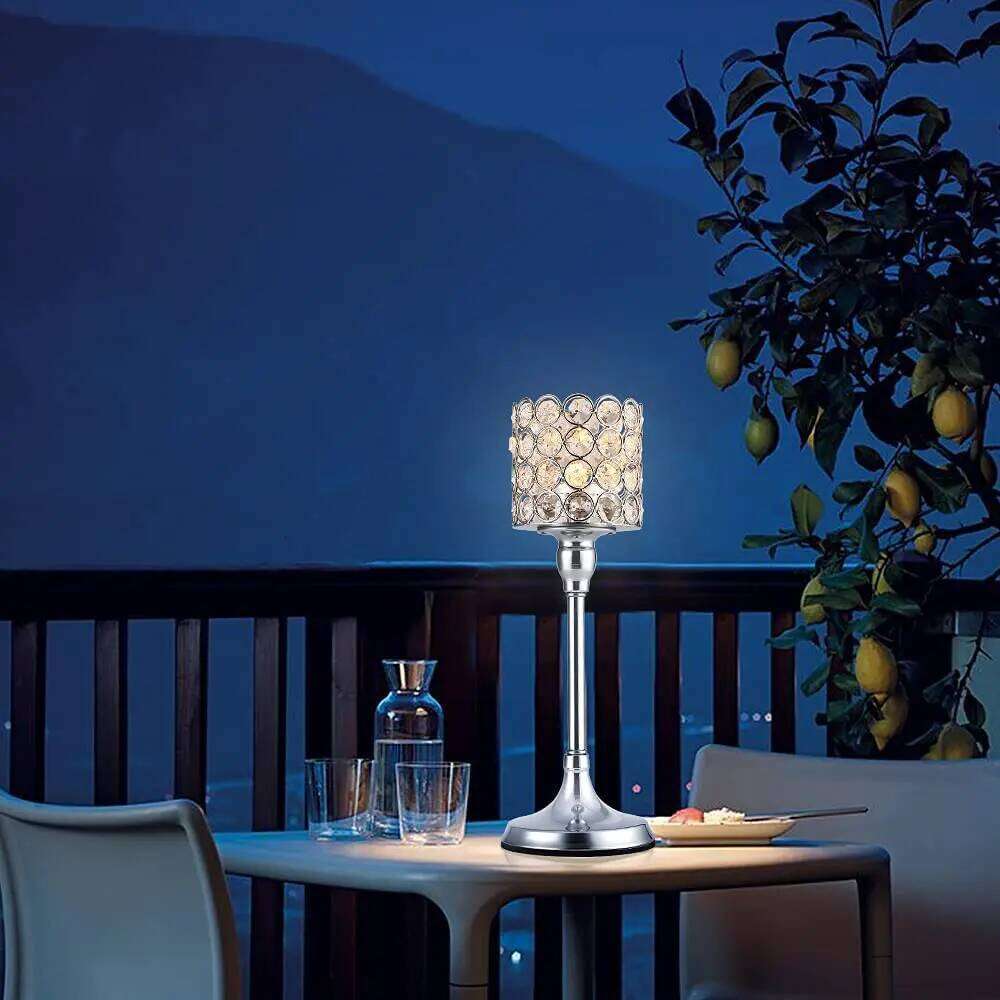 Silver Crystal Cylinder Candle Holders, Pillar Candlestick Holders for Living Room, Wedding, Dining Table, Centerpieces, 1PCS Y260131