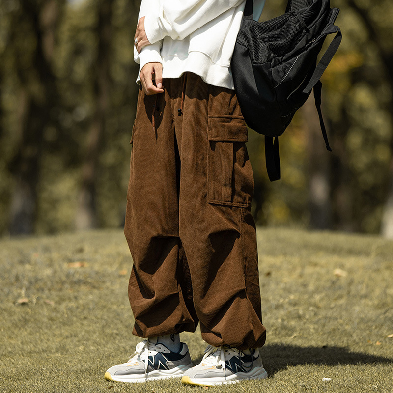 New design Oversized Wide Leg Cargo Pants, Men's Japanese Style Relaxed Fit Trousers, City Boy Inspired Casual Wear in Extended Sizes - view 5