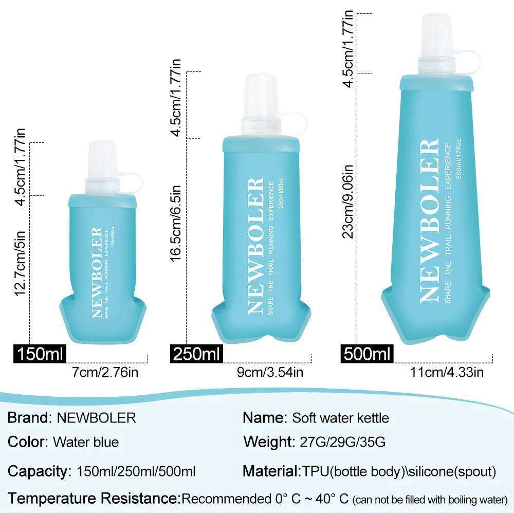 NEWBOLER Camping Soft Water Bottle Drinking Sport Folding Bag Flask Outdoor Running Hydration Pack Waist Bicycle BPA Free Z260202