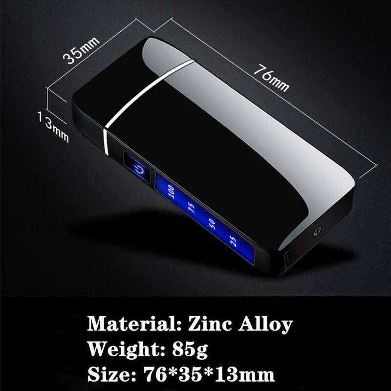 Touch Sensing Metal Electric Outdoor Windproof Lighter Dual Arc Flameless Plasma USB Rechargeable Lighters Digital Power Display W260202
