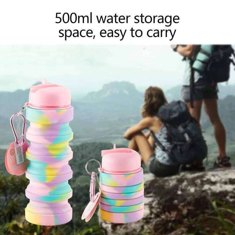 CNDY Collapsible Bottle, Reusable BPA Silicone Foldable Bottles for Travel, Portable Leak Proof Water Kettle Z260202