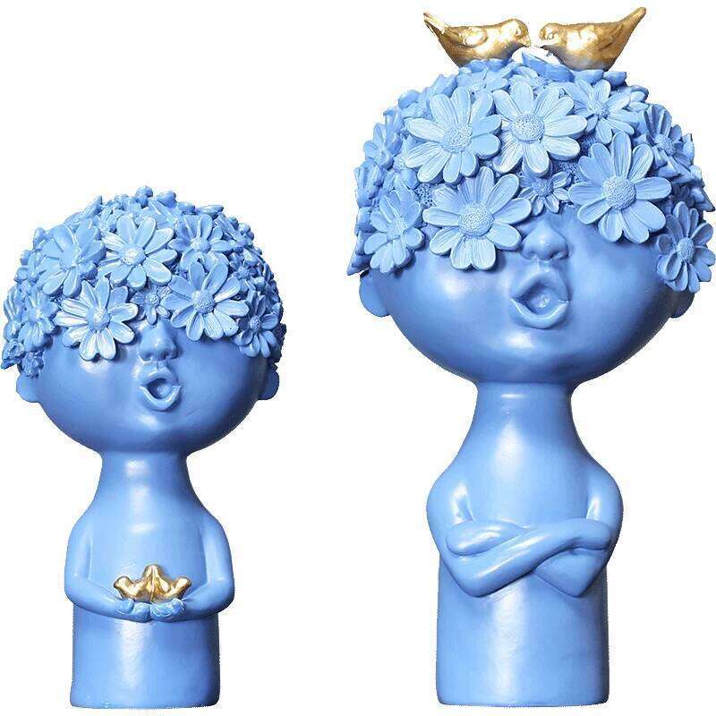 Nordic Flower Head Character Resin Adornments Home Livingroom Desktop Figurines Crafts Office Coffee Table Ornaments Decoration Y260202
