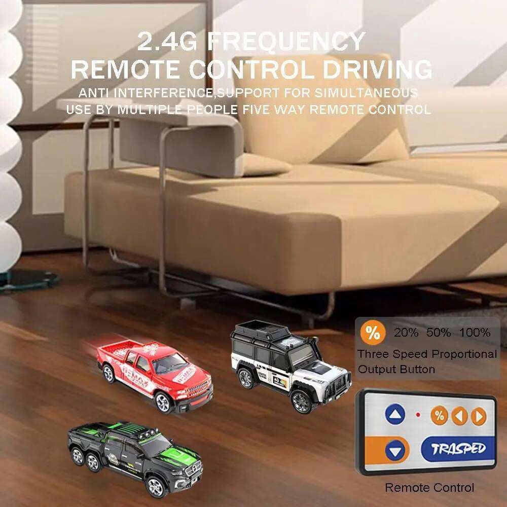 1/64 Mini RC 2.4G 4x4 Racing Remote Control Drifting Alloy Truck Car with Light Off-Road Vehicle Kid Boys Toys Gift Y260131