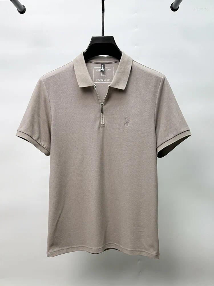 Men's Polos Light Luxury High-end Embroidered Half Zip Polo Shirt Short Sleeved Summer Cotton Breathable Business Casual T-shirt