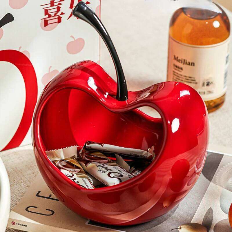 Creative Three-dimensional Ceramic Storage Tray Countertop Ornament Modern Delicate Apple Shape Fruit Plate Decor Y260202