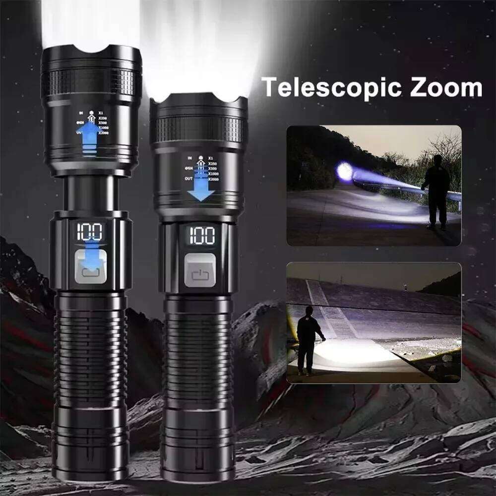 Super Bright LED Flashlight High Power Long Range USB Rechargeable Tactical Torch Outdoor Waterproof Camping Fishing Lantern H2601311