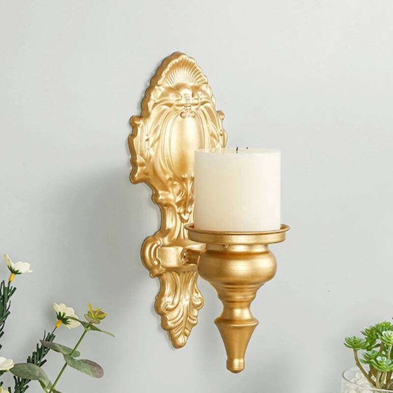 Northern Europe Mounted Vintage Candlestick Stand Candle Holder Ornament Home Living Room Wall Decoration Y260131