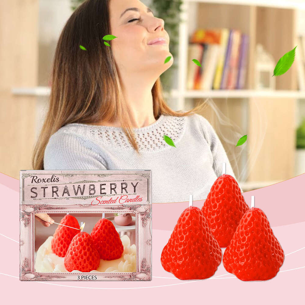 Roxelis Strawberry Candle Adds a Touch of Warmth and Romance Ins New Year's Day High-Value Decoration Birthday Gift Souvenir S260202