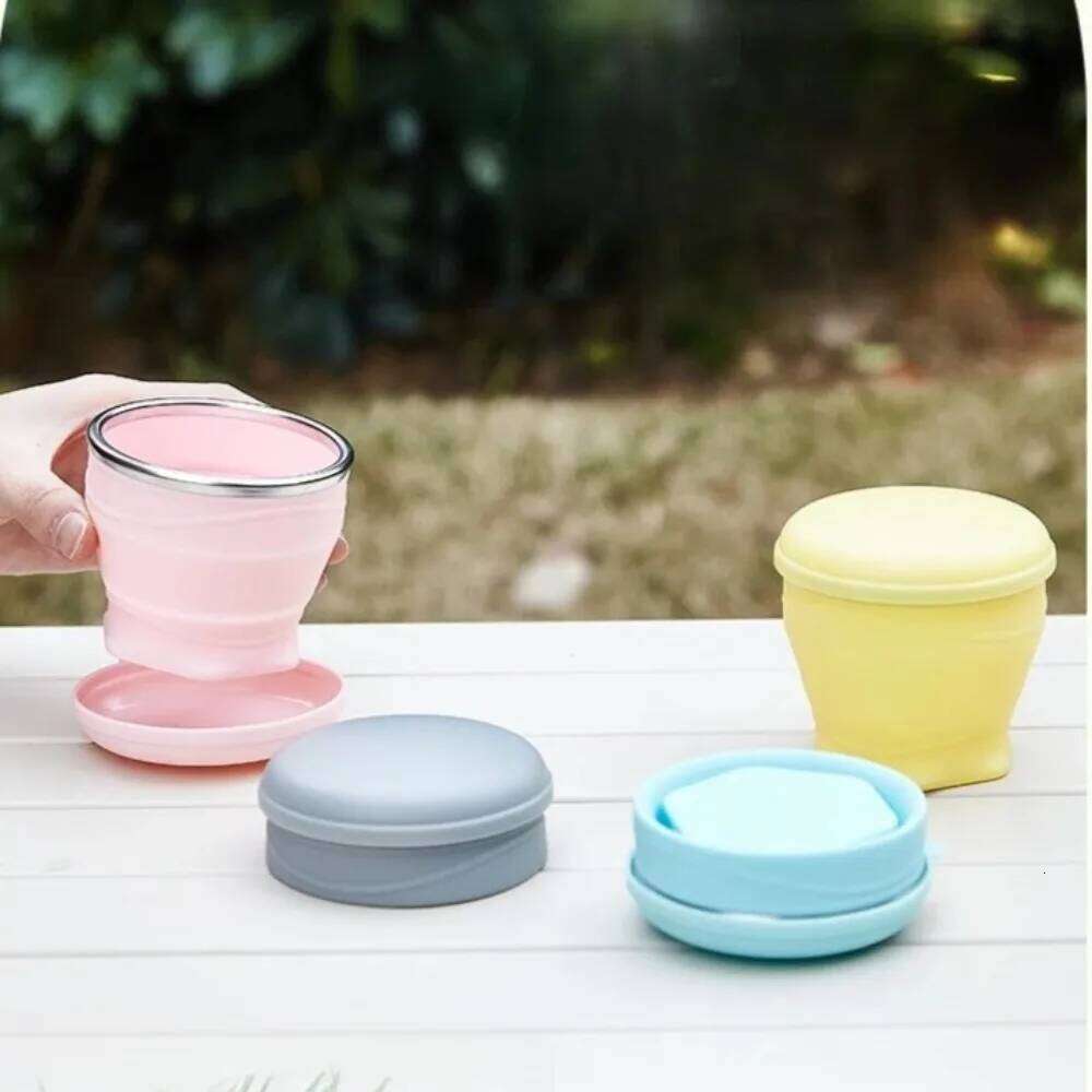 180ml Shaker Collapsible Silicone Travel Mug Camping Water Cup Portable Drinking Bottle Outdoor Gift Durable Leak Proof Z260202