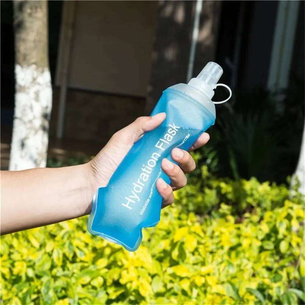 Climbing TPU Folding Soft Flask Blue Sport Bag Collapsible Water Bottle 500ML 250ML 150ML Z260202