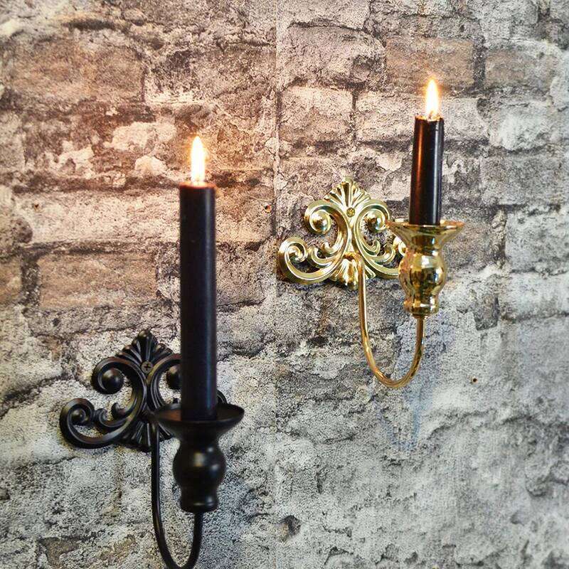 PEANDIM Hanging Candlestick Wall Lamp Scented Decoration Gold Black Holder Home Bar Outdoor Candle Lantern Y260131