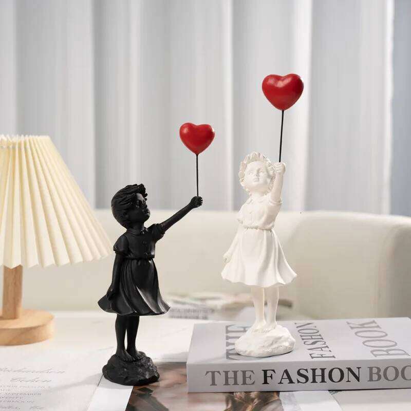 Nordic Modern Resin Statue Home Flying Balloon Girl Art Sculpture Figurine Craft Ornaments Living Room Decor Y260202
