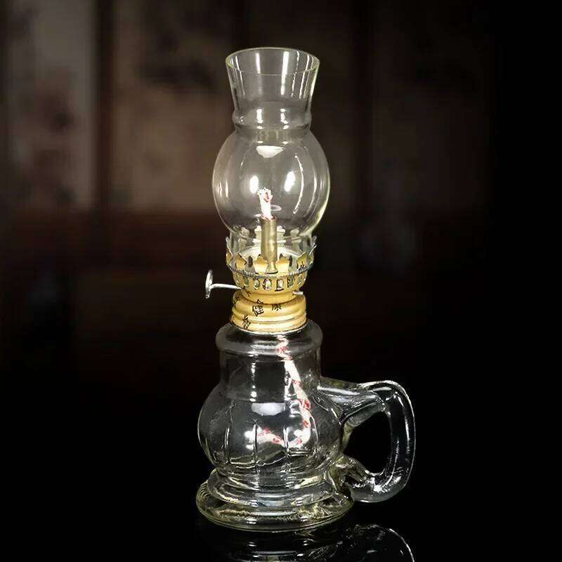 1 Windproof Retro Oil Vintage Kerosene Lamp with Glass Cover Great for Emergency Lighting and Home Decor Y260131